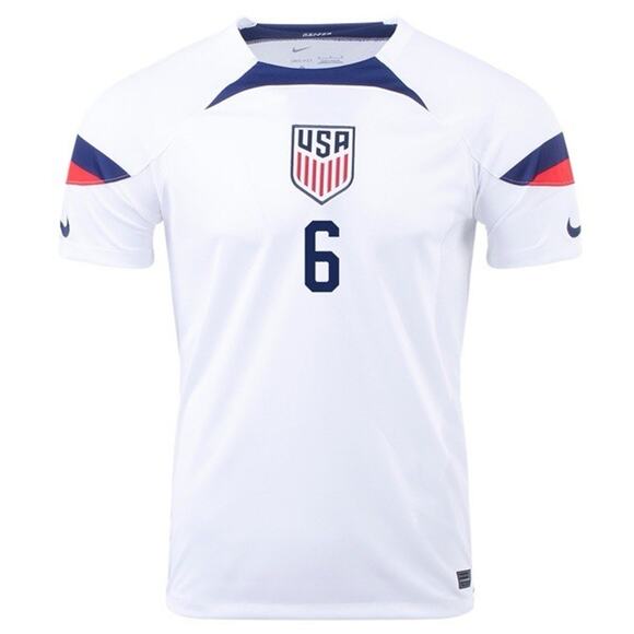 Nike US Men's Soccer Jersey Yunus Musah Home Jersey 22/23 # 6 Large White - Picture 1 of 7